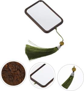 Espejo de tocador de madera Maquillaje Vintage Espejos circulares Pequeños espejos cosméticos Mujeres Lupa - Product Image 5