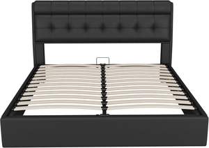 Marco de cama tapizado de madera tamaño king de lujo moderno personalizable con muebles de dormitorio de cuero PU para uso doméstico - Product Image 4