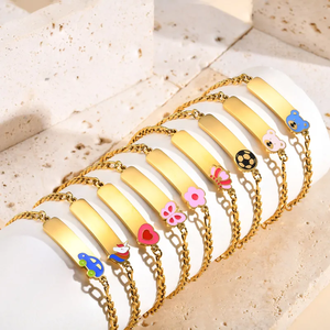 กำไลข้อมือแฟชั่นชุบทอง18K ทำจากสเตนเลส304รูปมงกุฎรูปหัวใจแบบพื้นฐาน - Product Image 1