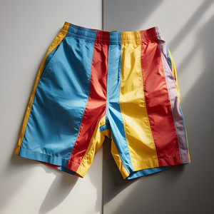 Pantalones cortos cortavientos con panel personalizado para hombre, pantalones cortos cortavientos para senderismo con cintura elástica, pantalones cortos impermeables de nailon para acampar para hombre - Product Image 1