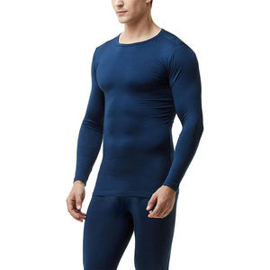 OEM Custom <b>Men's</b> Long Sleeve Crew Neck <b>Thermal</b> Underwear Set Breathable Fabric Solid Blue Color Long Johns Set <b>for</b> Winter Use - Product Image 2