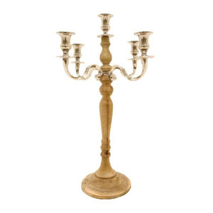 Candélabre à 5 bras en bois et argent de grande qualité pour mariage et décoration intérieure, support de bougie de table, prix le plus bas - Product Image 1