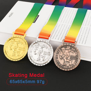 Toptan fiyat en düşük MOQ tasarım kendi paten madalya 3D altın ödül paten madalya özel Metal spor madalyonlar - Product Image 2