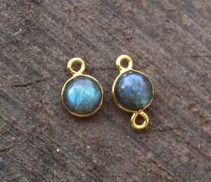 6mm Triple boucle lien charme connecteurs 925 argent Sterling naturel Labradorite Cabochon lunette réglage collier pour les femmes - Product Image 6