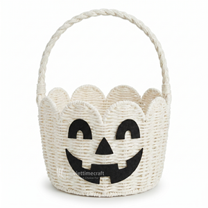 Halloween Vintage Woven <b>Basket</b> Collection Eco-Friendly Wicker Jack-o'-lantern Ghost Trick-or-Treat Pails Kitchen <b>Wardrobe</b> - Product Image 1