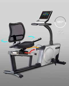 Bicicleta estática reclinada magnética comercial Taiwán Equipo de fitness inteligente 10,1 pulgadas TFT LCD - Product Image 4