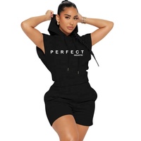 Ensemble d'été en coton éponge couleur unie pour femme : Haut sans manches et short de sport