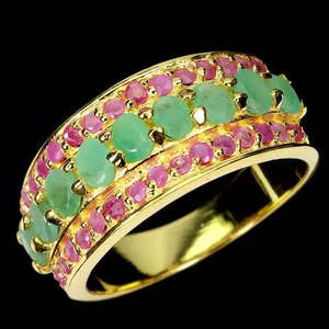 AAA+ Quality 925 Sterling <b>Silver</b> <b>Ring</b> Oval <b>Emerald</b> 4x3mm Ruby Natural Gemstone Jewelry Size 7 Cus-Jew73 - Product Image 2