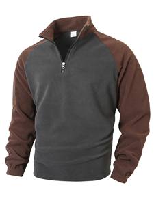 OEM Factory Custom Tactical <b>Fleece</b> Jacket for <b>Men</b> Stand Collar Color Block Winter Pullover Essential Plus Size Hoodie Sweatshirt - Product Image 3