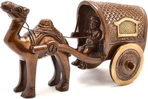 Bull Cart <b>Gold</b>-Plated Through-Carved Brass <b>Statue</b> for Table Decor and Home Decoration by Tayyab Handicraft Europe - Product Image 5