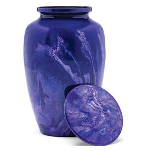 Prisma Designs PDU 024 Metal Luxury Adult Cremation Urn Human Ashes Deep Blue Marble Effect Handcrafted Leak-Proof <b>Memorial</b> - Product Image 1