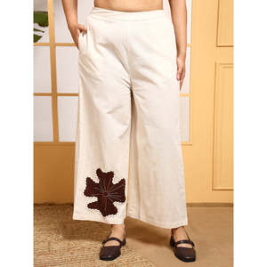 Deebaco Women's Cotton <b>2</b> <b>Piece</b> Plus Size Co-Ord <b>Set</b> Hand Embroidery O-Neck Top Ankle Length Pants Casual Summer Outfit - Product Image 3