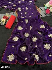 Venta al por mayor nupcial saris señoras fiesta boda color rojo seda sari con blusa roja estilo indio Sari de mujer con precio bajo - Product Image 2