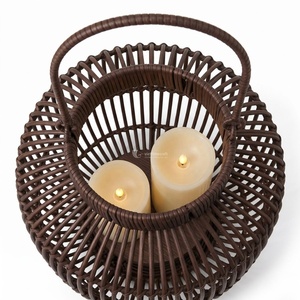 Antique Bamboo <b>Lantern</b> with Handle Woven Style <b>Candle</b> Holder for Easter & Christmas Eco-Friendly Home <b>Garden</b> Decor - Product Image 2