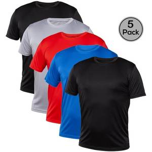 Blank Solid 100% Cotton Knitted Activewear <b>5</b> <b>Pack</b> <b>Men's</b> Crew Neck Quick Dry Performance <b>T</b>-<b>Shirt</b> XS to 4XL - Product Image 3