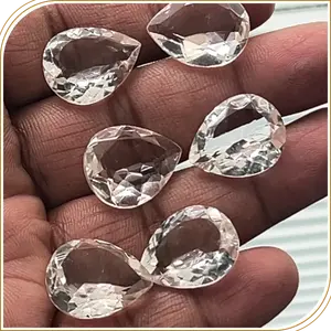 Pierre précieuse naturelle en quartz cristal, pierre taillée en forme de poire, 16x20mm, pierre naturelle de qualité supérieure - Product Image 4