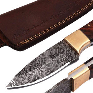 Couteau à désosser multifonctionnel Burraq en acier Damas fait main de 9 pouces, manche en bois, étui en cuir, camping, chasse, cadeau idéal pour le bricolage - Product Image 2