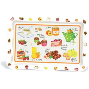 238x358mm grand plateau rectangulaire en métal avec bord ondulé nacre décorative de style arabe moderne pour servir du café - Product Image 1