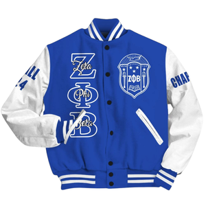 Zeta Phi Beta 1920 Fondateurs Édition Sororité Bleu Blanc Varsity Letterman Veste ZPB Vie Grecque Chenille Patch Gear - Product Image 4