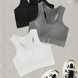 Soutien-gorge de sport pour femmes, couvrant entièrement le buste, à boucle latérale croisée à l'avant, sans couture, léger, respirant, à maintien élevé, grande taille - Product Image 1