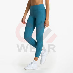 Mallas de Yoga de cintura alta suaves con logotipo personalizado para mujer, mallas deportivas para correr con bolsillo, mallas de yoga para fitness - Product Image 3