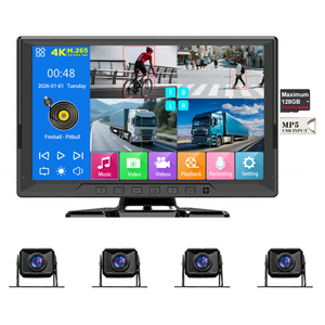 Caméra de recul personnalisée 1080P 4 canaux avec écran IPS HD 10,1 pouces à quatre voies, vision avant/arrière/laterale AHD, étanche IP68, vision nocturne, DVR pour - Product Image 1