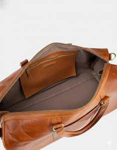 Genuine Leather Luxury Duffle <b>Bag</b> Mens Weekender Travel Gym <b>Bag</b> Shoe <b>Compartment</b> Vintage Tan Overnight Carry Luggage <b>Tote</b> Large - Product Image 2