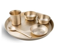 Ensemble de thali en laiton pur 100% fait main, meilleur design, vaisselle en laiton pour la maison, restaurant, service de table, ensemble de service alimentaire