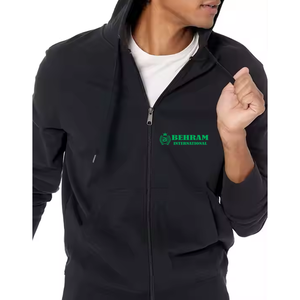 เสื้อฮู้ดซิปสีแดงเรียบแบบคลาสสิก สตรีทแวร์สุดเท่ ซิปหน้า ยูนิเซ็กซ์ คุณภาพสูง สวมใส่สบาย รับผลิตตามแบบ OEM ผ้าฝ้าย 100% - Product Image 5
