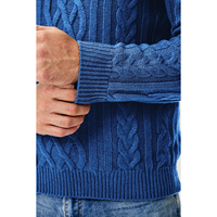 Pull en tricot torsadé bleu pour homme, 100% acrylique, chaud pour l'hiver, motif géométrique, manches longues, anti-boulochage