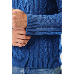 Custom OEM ODM Breathable Organic Cotton <b>Cable</b> <b>Knit</b> Long Sleeve Crew Neck Knitted Twist Jacquard Pullover <b>Sweater</b> Men Winter - Product Image 3
