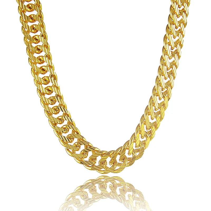Традиционное классическое 24 карат позолоченное ожерелье 8 мм шириной 25 дюймов цепочка для женщин или мужчин свадебное обручальное платье модный подарок