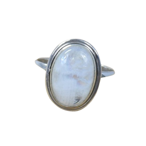 Cadeau pour Noël Pierre de lune arc-en-ciel Bague en argent sterling 925 Mois de juin Pierre de naissance Pierre de lune arc-en-ciel Bijoux - Product Image 1