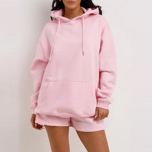 OEM al por mayor de alta calidad Ropa deportiva Mujer sudaderas con capucha pantalones cortos conjuntos logotipo personalizado 2 piezas nueva moda para el invierno - Product Image 4