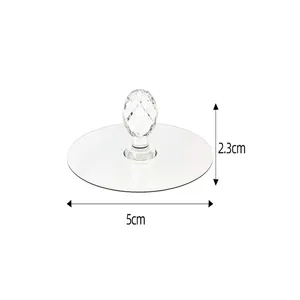 Mucit Home Transparent Crystal Headed 2-Piece Adhesive Handle <b>Cabinet</b> Drawer Handle Hanger - Product Image 3