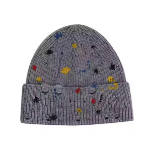 Venta al por mayor llano teñido gorro de invierno gorros personalizados patrón de punto gratis gorros bordado personalizado invierno gorros de punto gorro - Product Image 2