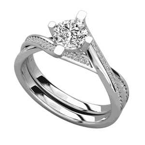 Round Diamond Two <b>Cross</b> Shank Solitaire <b>Ring</b> - Product Image 6