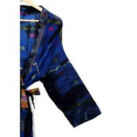 Kimono Tie Dye de style bohème Vintage en pur coton Sari imprimé Robe thermique de nuit pour un usage domestique Hippie vacances au printemps XS