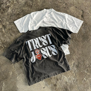 Fabricante de camisetas impresas personalizadas, OEM y proveedor de ropa de marca privada, venta al por mayor a granel, ajuste extragrande de poliéster/algodón - Product Image 3