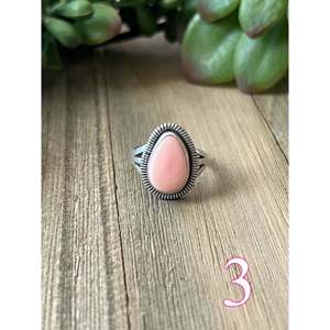 Navajo Handmade Pink <b>Conch</b> Shell & Sterling Silver Statement <b>Ring</b> - Product Image 6