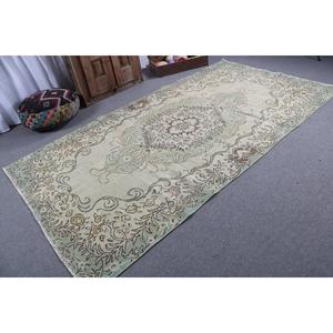พรมวินเทจขนาดใหญ่ 5.4x10 ฟุต พรมตุรกี พรมขนสัตว์ลายดอกไม้สีเขียวน้ำตาล - Product Image 2