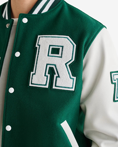 Vestes universitaires classiques de qualité supérieure pour hommes, vestes d'hiver OEM ODM en laine et cuir véritable, manches avec caractéristiques d'éclairage public élevées - Product Image 3