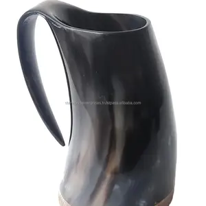 Cuerno de buey de búfalo de Sudáfrica, taza de cuerno vintage Vikingo, vasos de cuerno coleccionables para uso doméstico y hotelero de proveedor indio