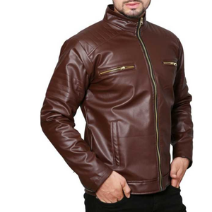 แจ็คเก็ตหนังผู้ชายคุณภาพสูงพรีเมียม คอตั้ง ซิปกันน้ำ สไตล์ลำลอง สำหรับฤดูหนาว มีจำหน่าย - Product Image 3