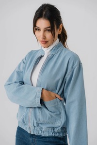 Veste Femme Denim Casual Wear Clothing Heavyweight Front Button Up No Hooded Woman Jacket Denim for Sale - Product Image 2