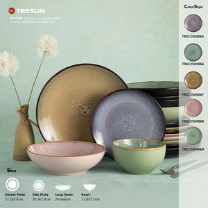 Service de table en céramique haut de gamme durable, assiettes et bols en grès réactif faits à la main, résistant à la chaleur et utilisable au micro-ondes - Product Image 6