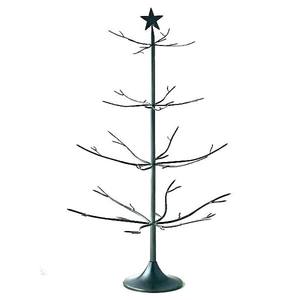 Support de présentation de Noël en forme d'arbre, finition argentée et noire, en fer forgé, style Art Déco classique, fait main - Product Image 2