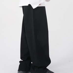 Wholesale Custom street wear <b>Dark</b> <b>Blue</b> Fashion <b>Denim</b> 100% Cotton Washed Straight Wide Leg Plus Size Men Baggy <b>Jeans</b> Pants - Product Image 2