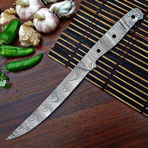 ชุดมีดเหล็กดามัสกัสแบบ DIY ทำด้วยมือมีดเปล่าพร้อมหมุดเกล็ดหนังปลอก - Product Image 1