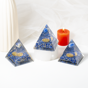 Pyramide d'orgone semi-précieuse en lapis-lazuli avec globe pour la méditation et la décoration – Meilleure vente - Product Image 6